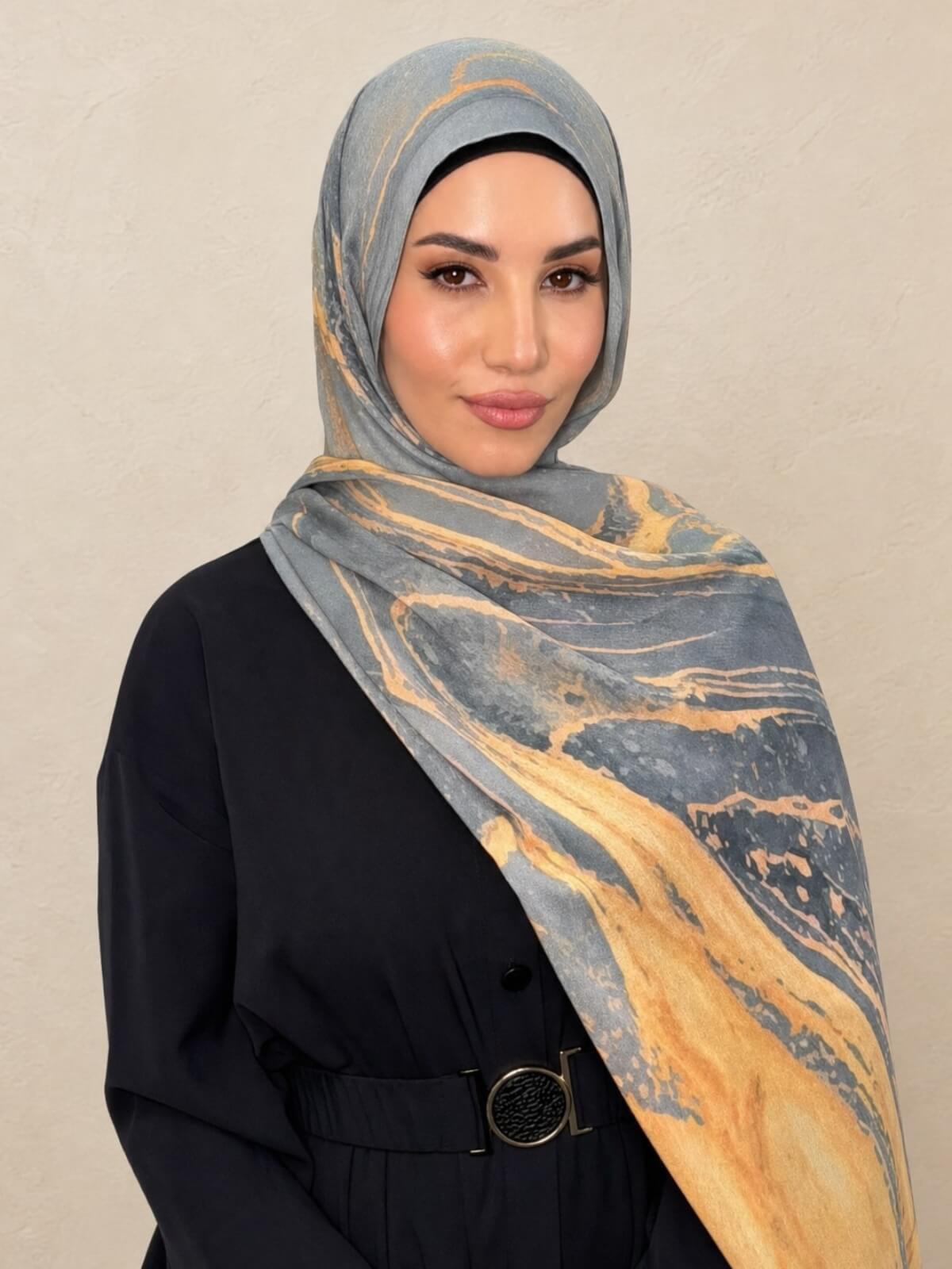 Print Modal Hijab-Vienna Grey