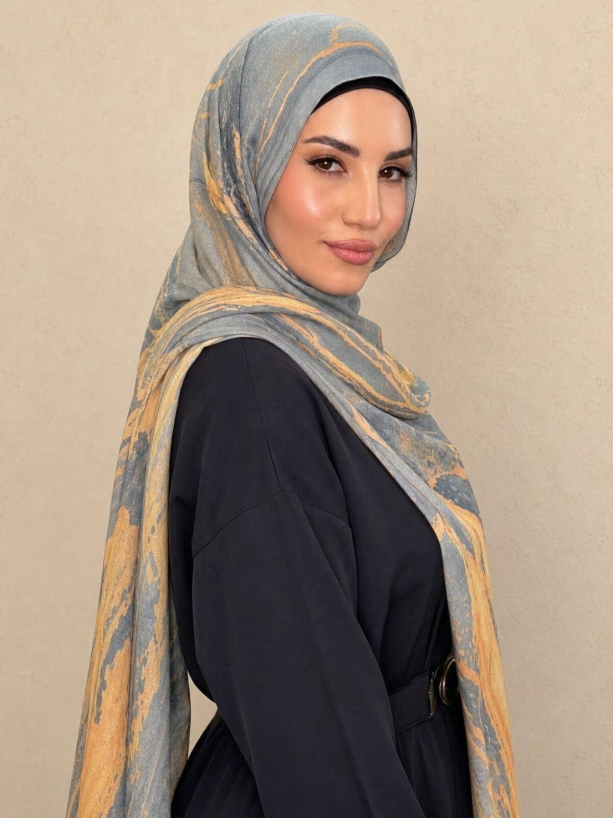 Print Modal Hijab-Vienna Grey