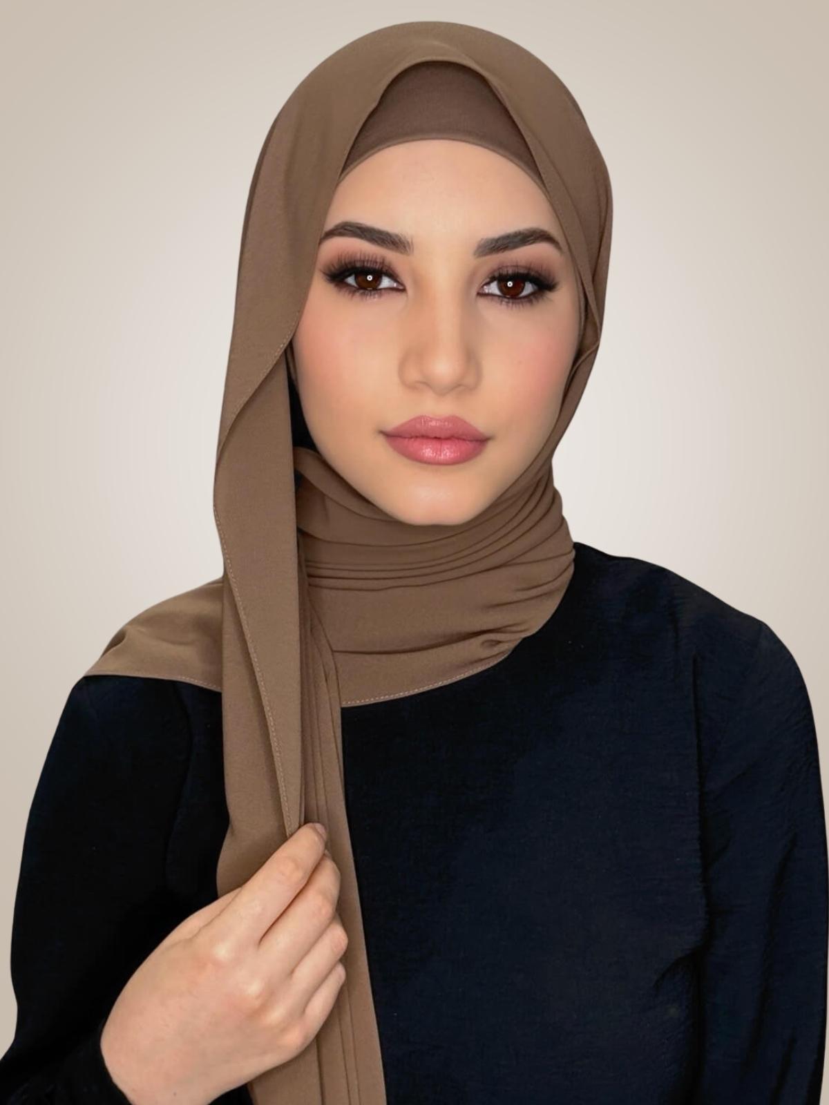 Matching Chiffon Hijab Set-Walnut Brown