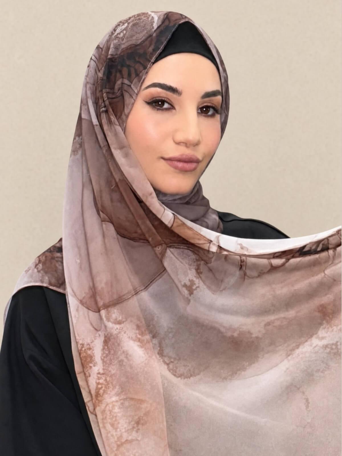 Printed Chiffon Hijab-Desert Dust