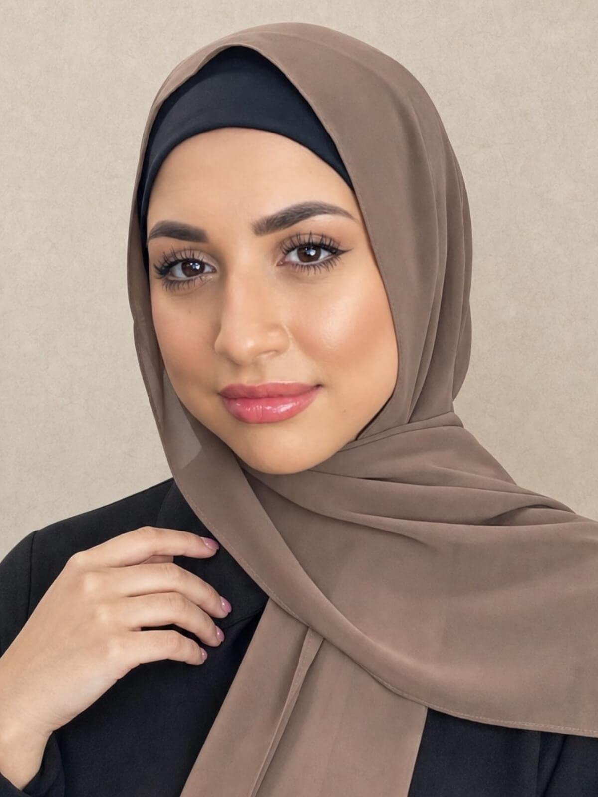 Luxury Chiffon Hijab-Walnut Brown