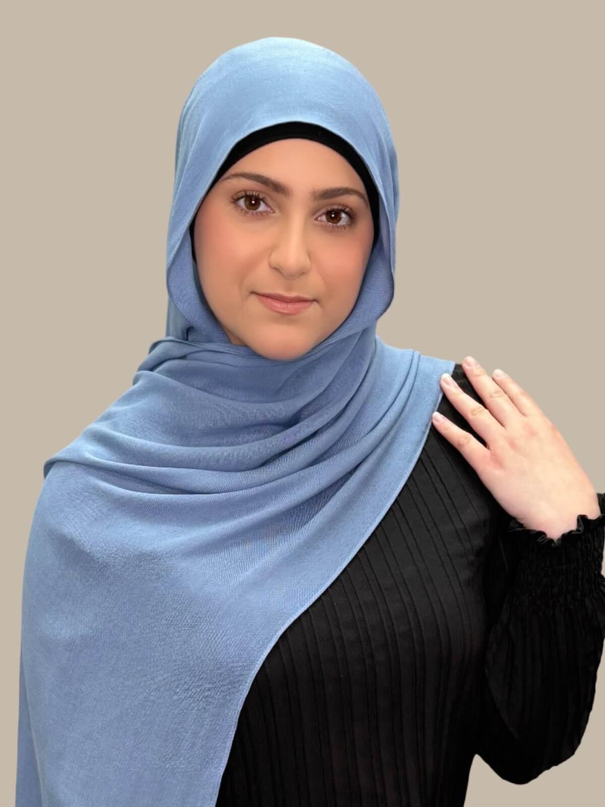 Modish Girl Cotton Modal Hijab-Steel Blue