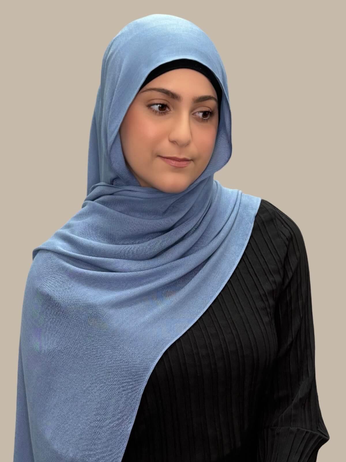 Modish Girl Cotton Modal Hijab-Steel Blue