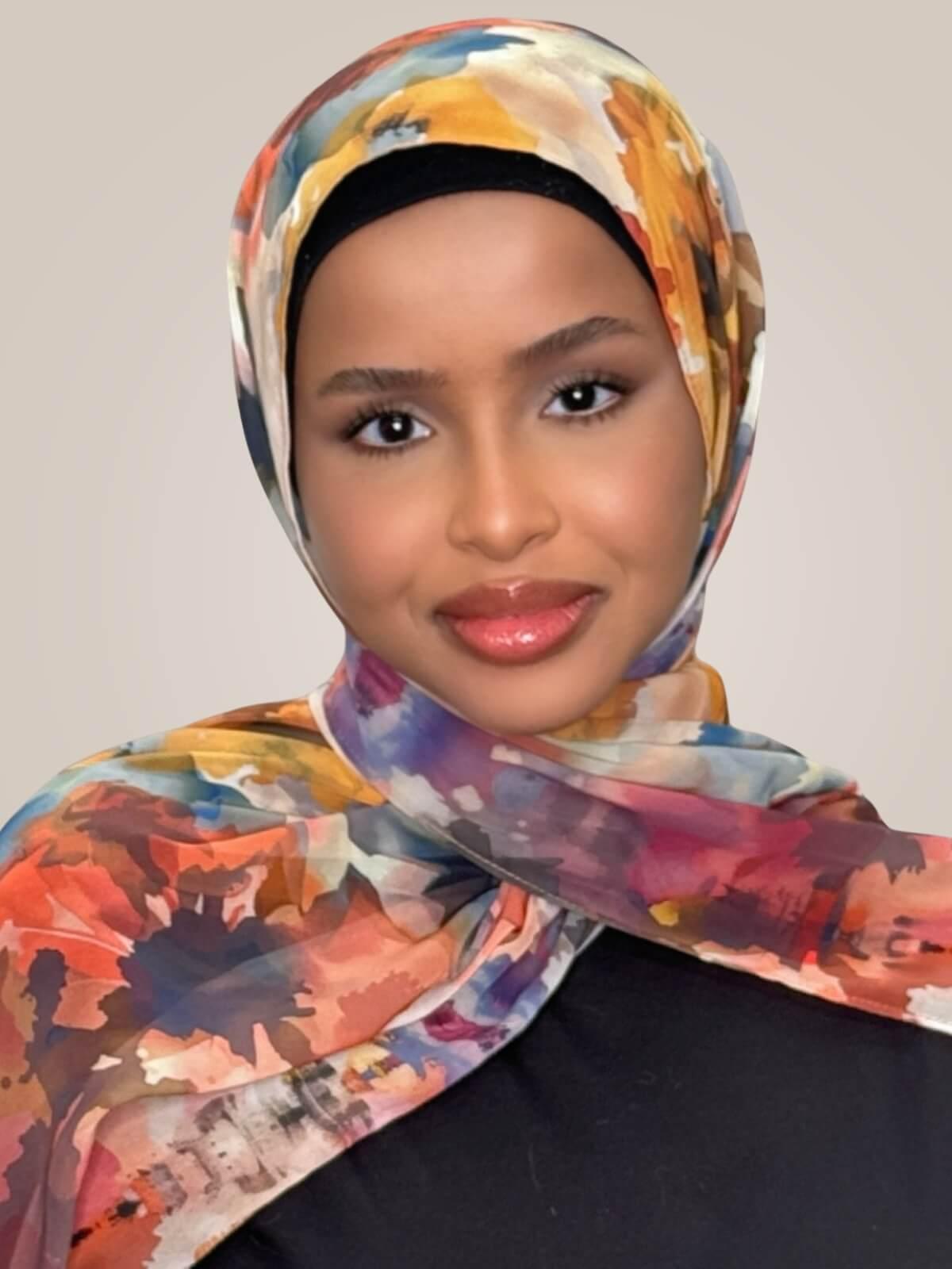 Printed Chiffon Hijab-Sienna Petals