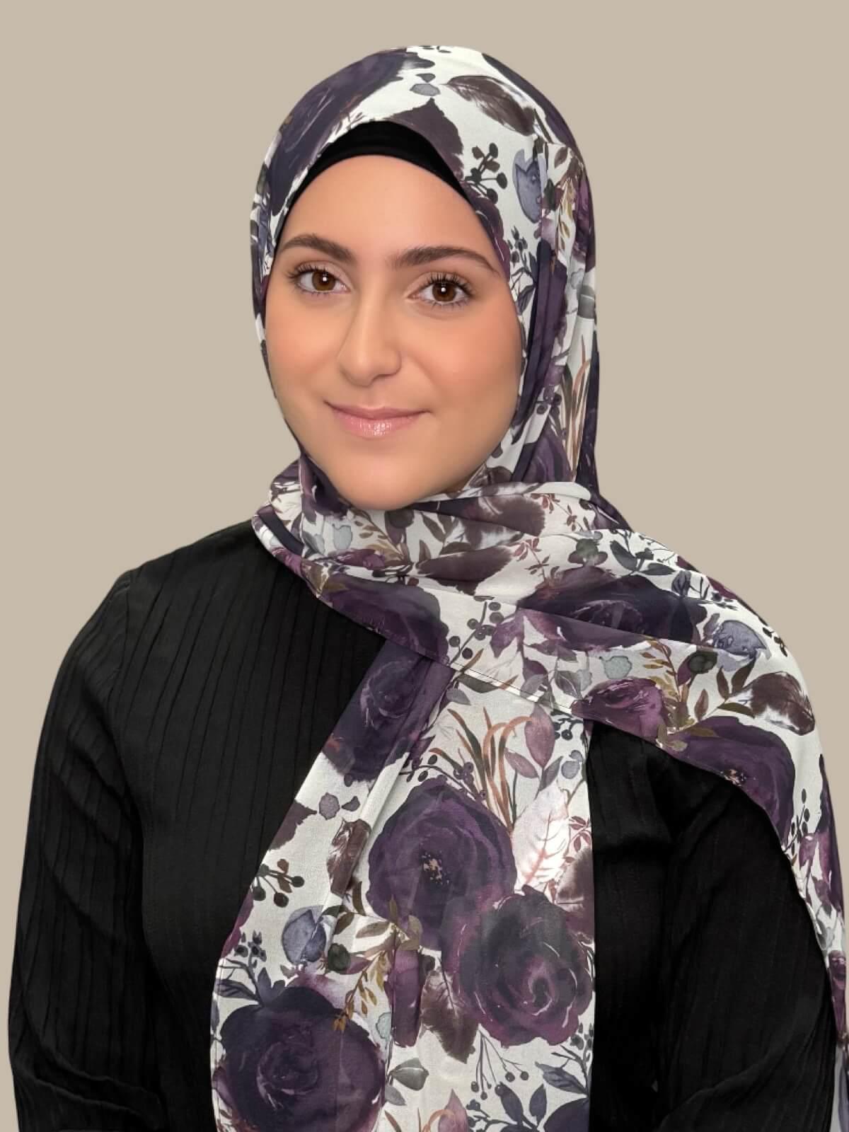 Modish Girl Printed Chiffon Hijab-Plum Orchid