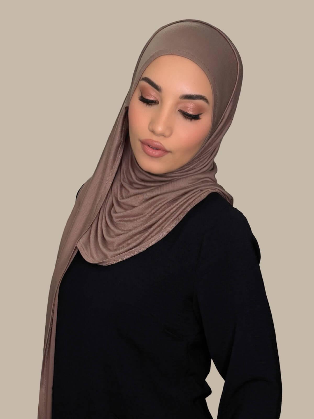 Pre-Sewn Jersey Hijab-Truffle