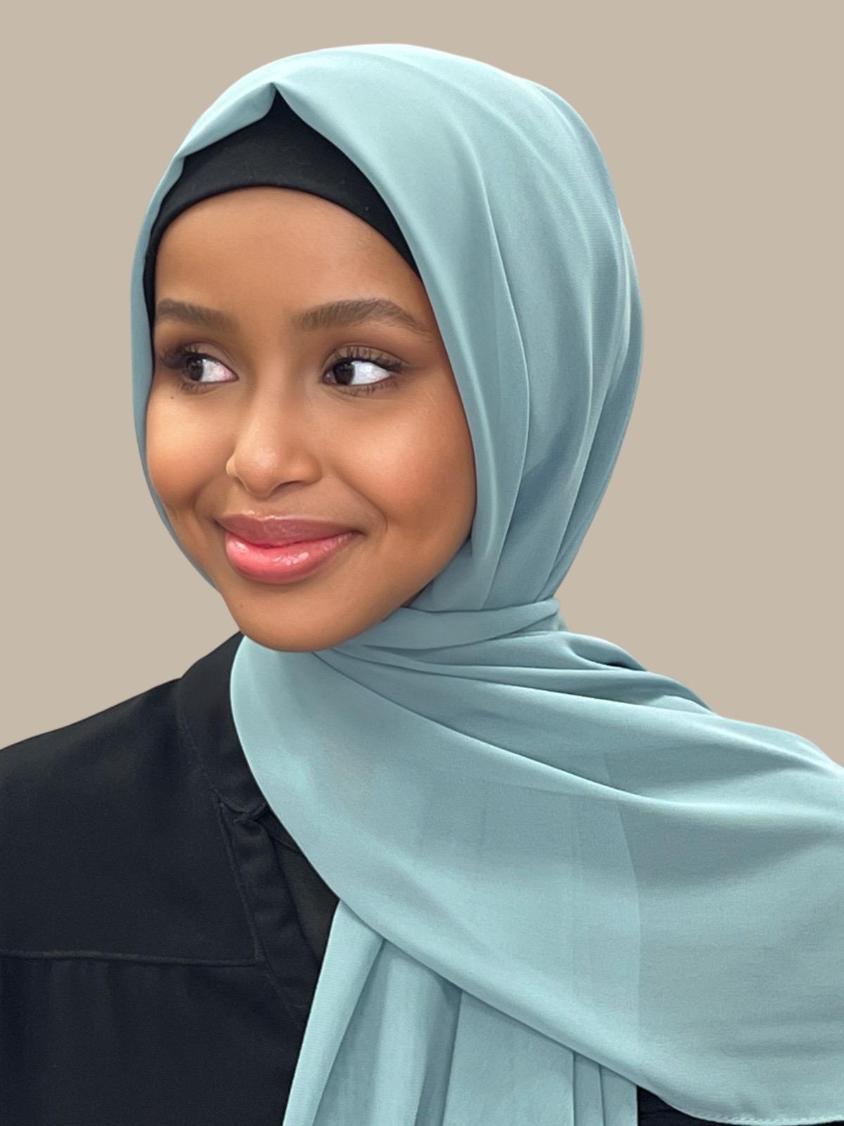 Luxury Chiffon Hijab-Pale Cyan