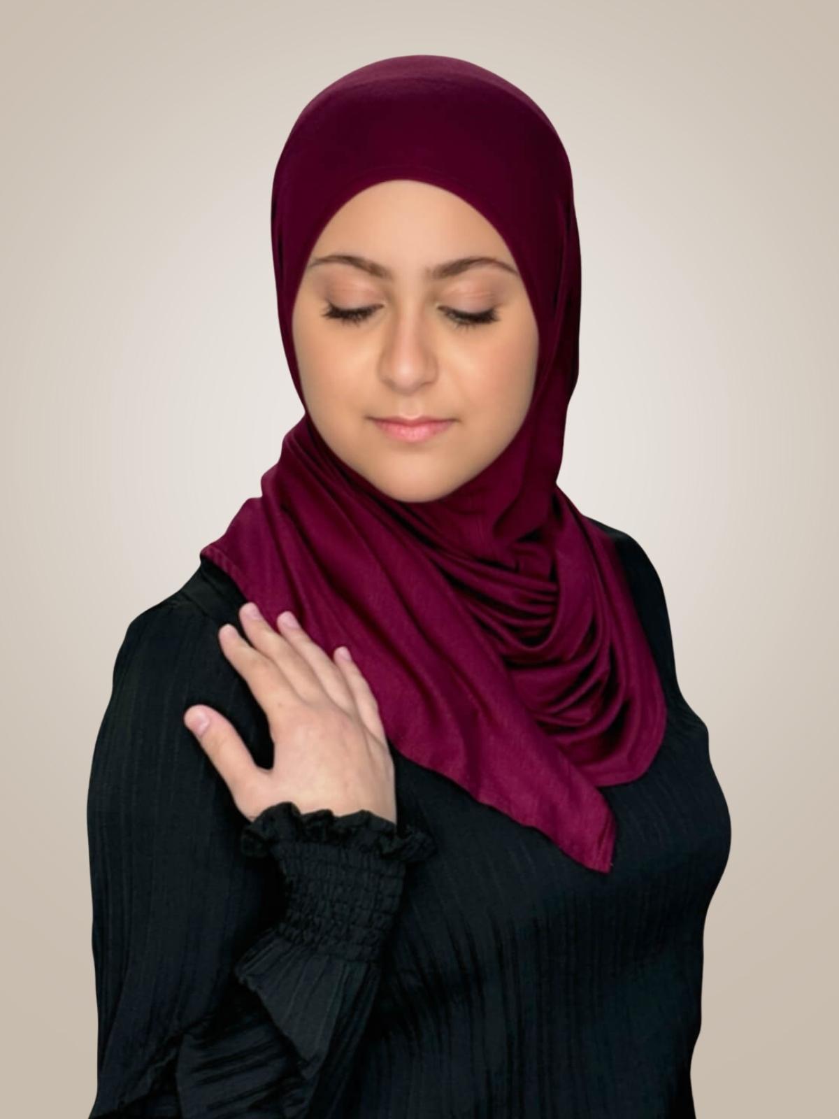 Modish Girl Pre-Sewn Jersey Hijab-Burgundy