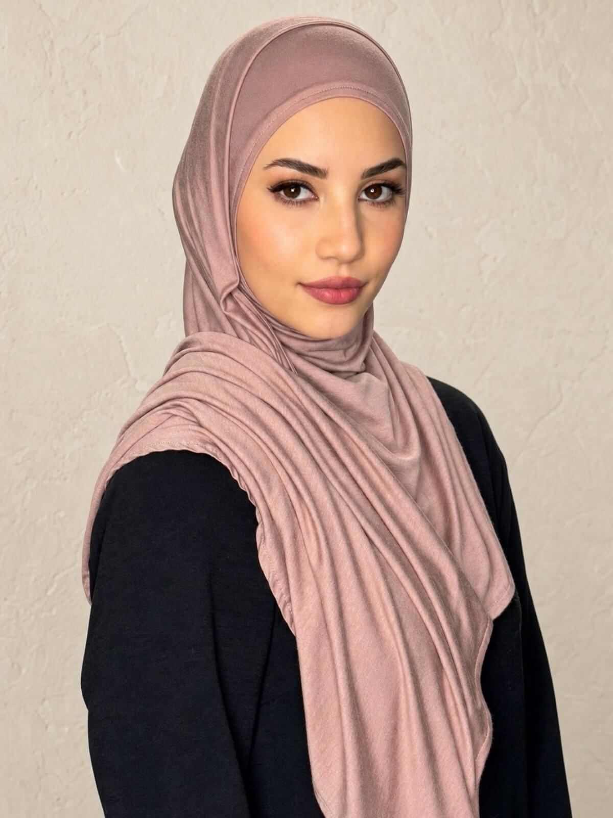 Pre-Sewn Jersey Hijab-Dusty Rose
