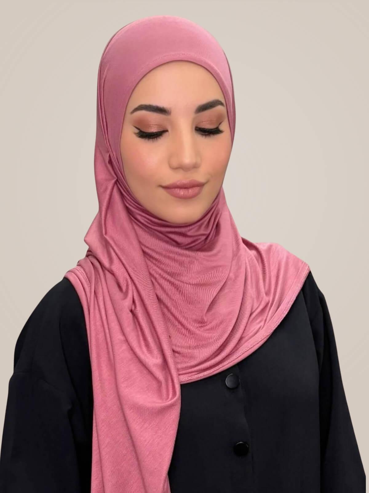 Pre-Sewn Jersey Hijab-Pale Rose