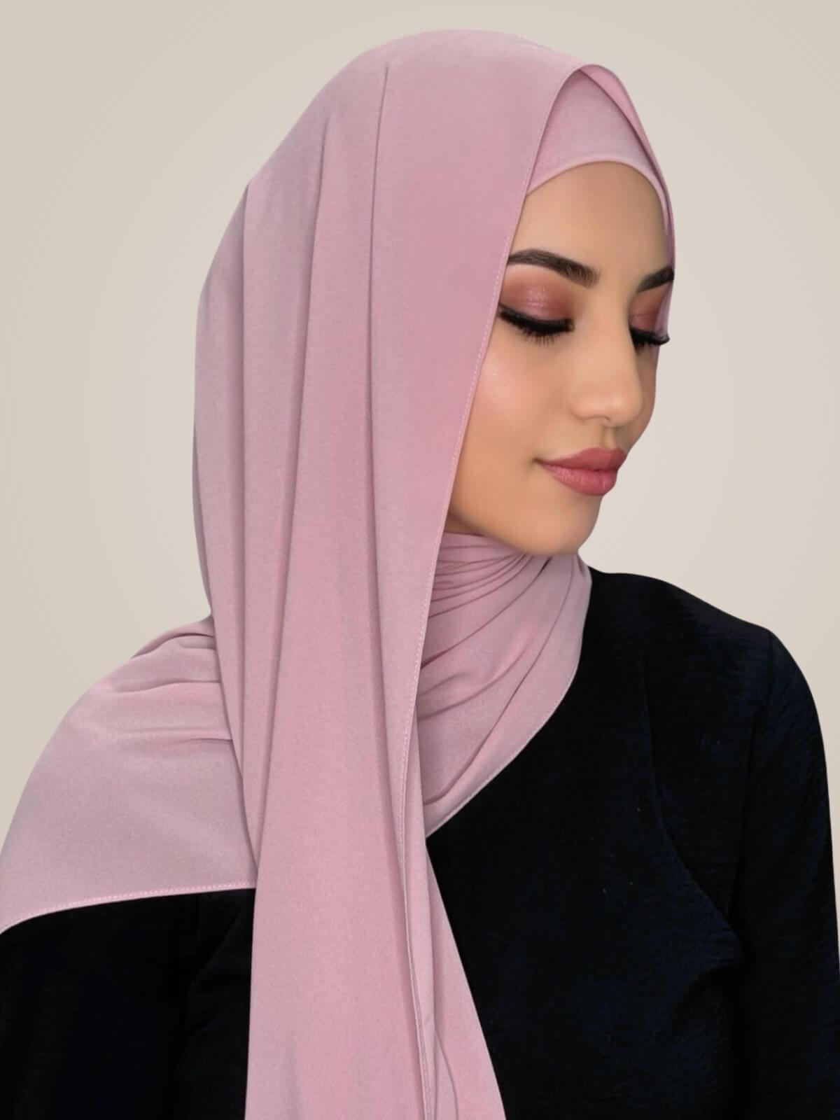 Matching Chiffon Hijab Set-Blush Rose