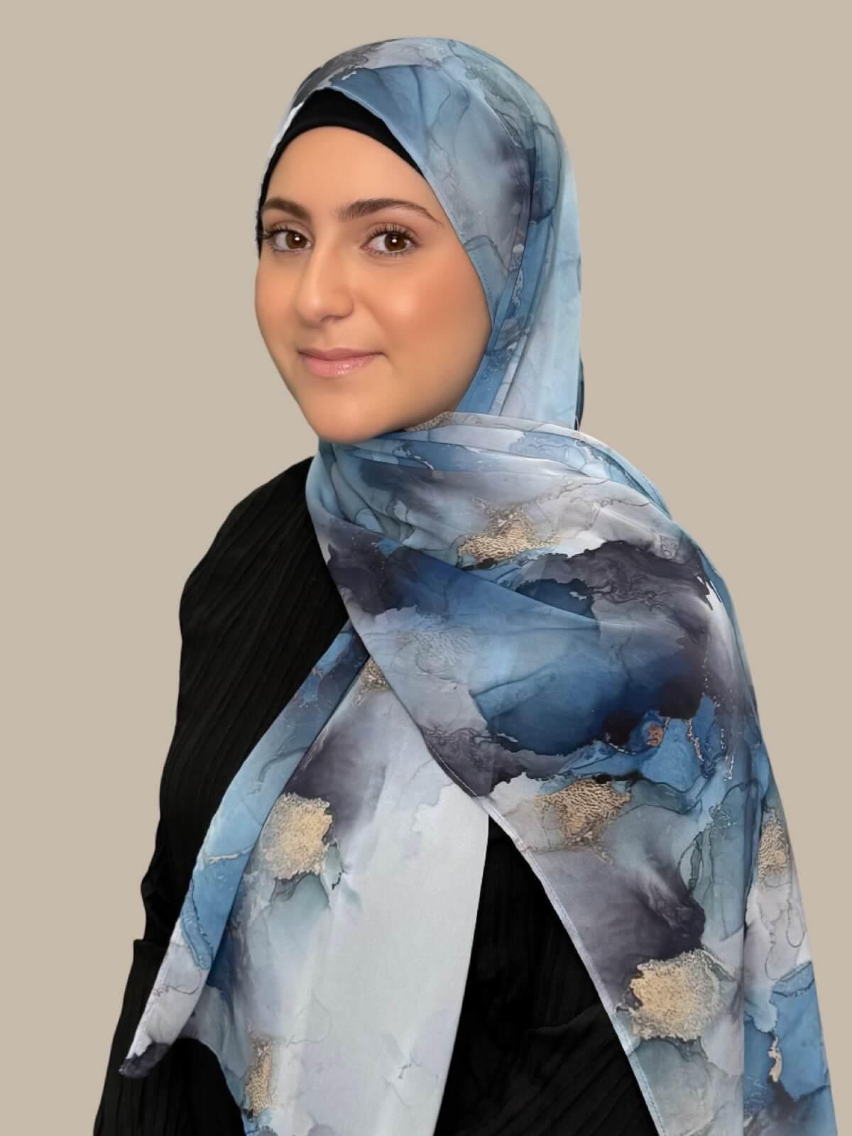 Modish Girl Printed Chiffon Hijab- Arctic Mist