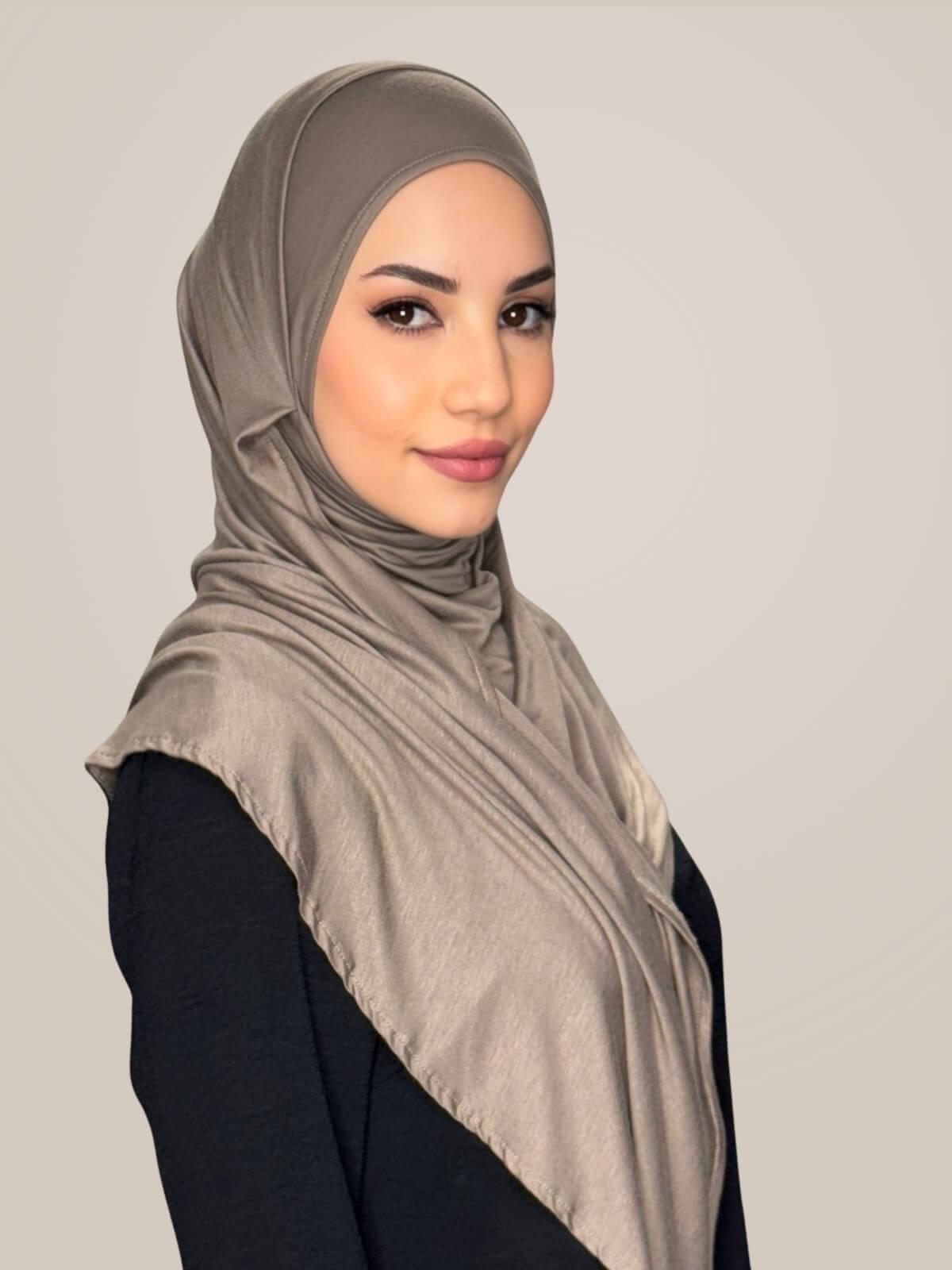 Pre-Sewn Jersey Hijab-Sandstone
