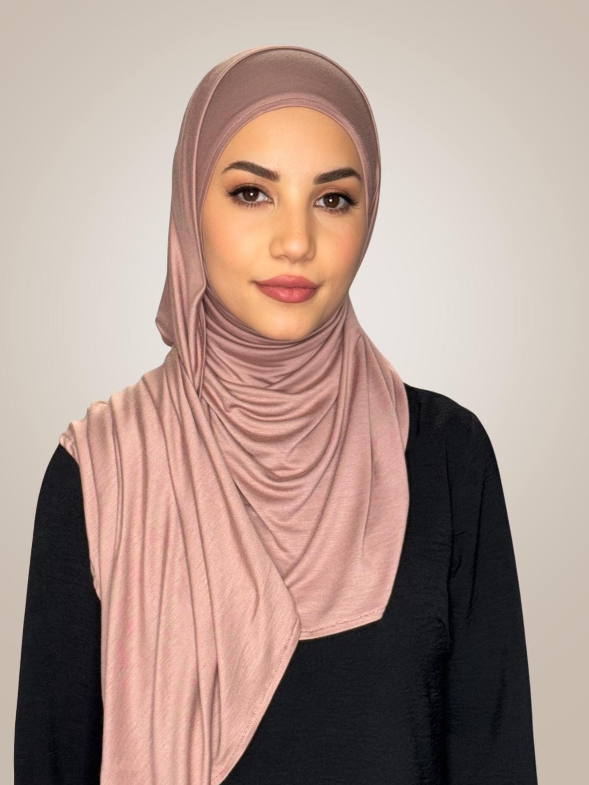 Pre-Sewn Jersey Hijab-Dusty Rose