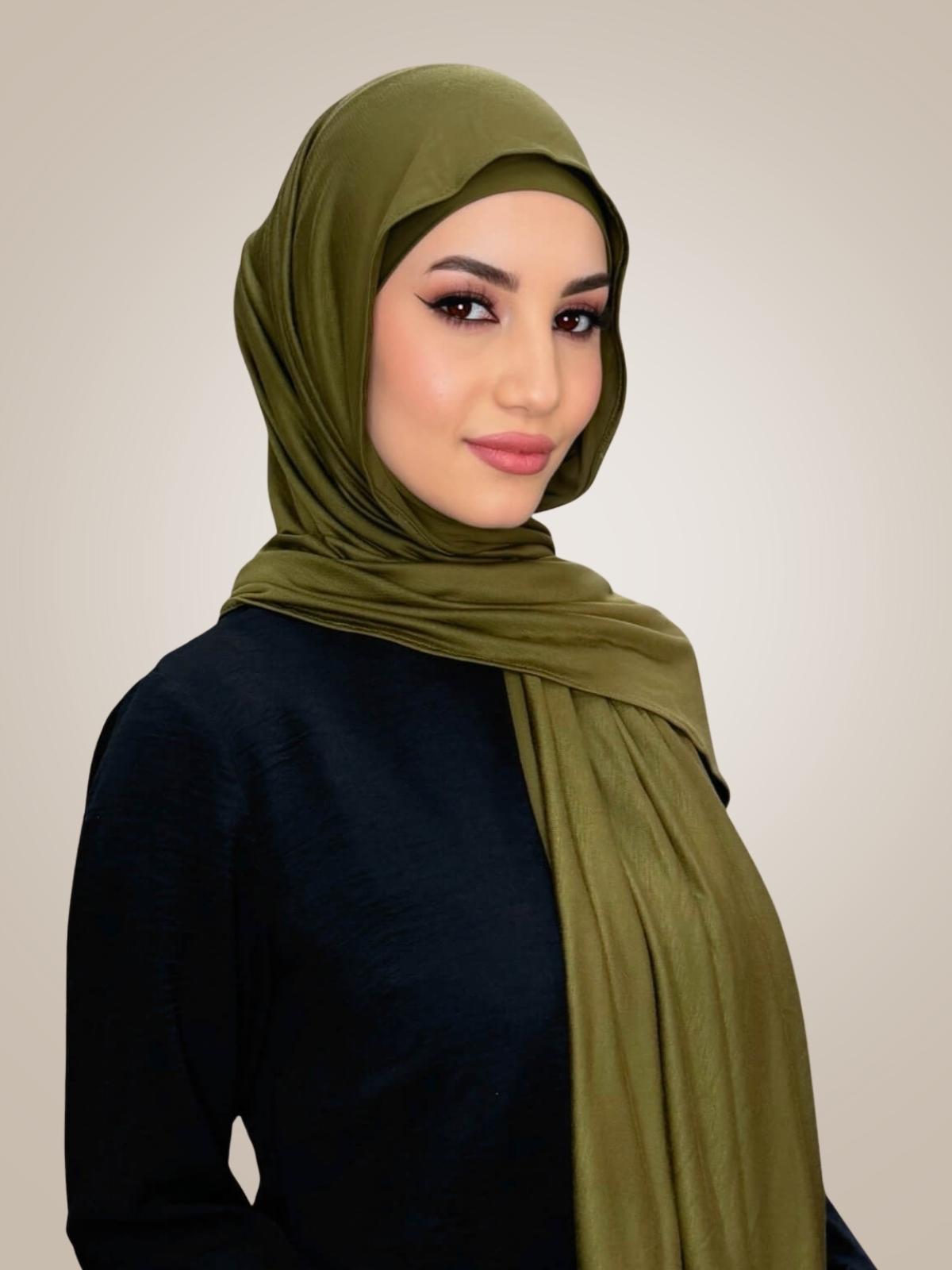 Premium Jersey Hijab-Olive Green