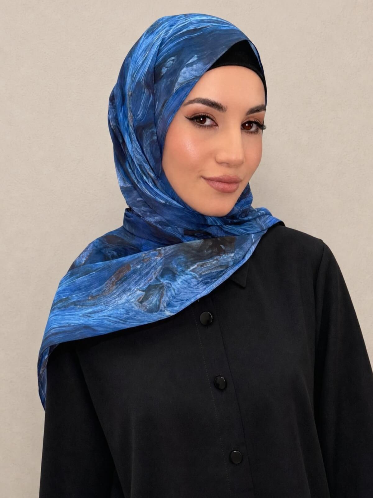 Printed Chiffon Hijab-Ocean Mist