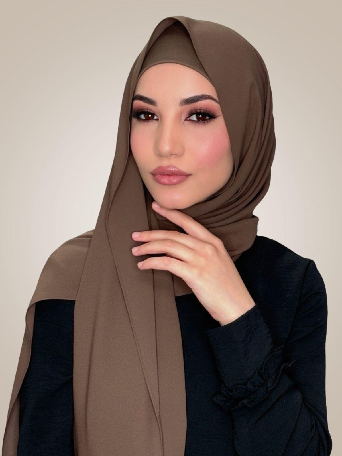 Matching Chiffon Hijab Set-Swiss Brown