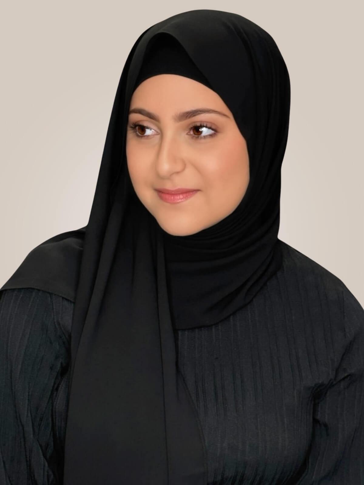 Modish Girl Matching Chiffon Hijab Set-Black