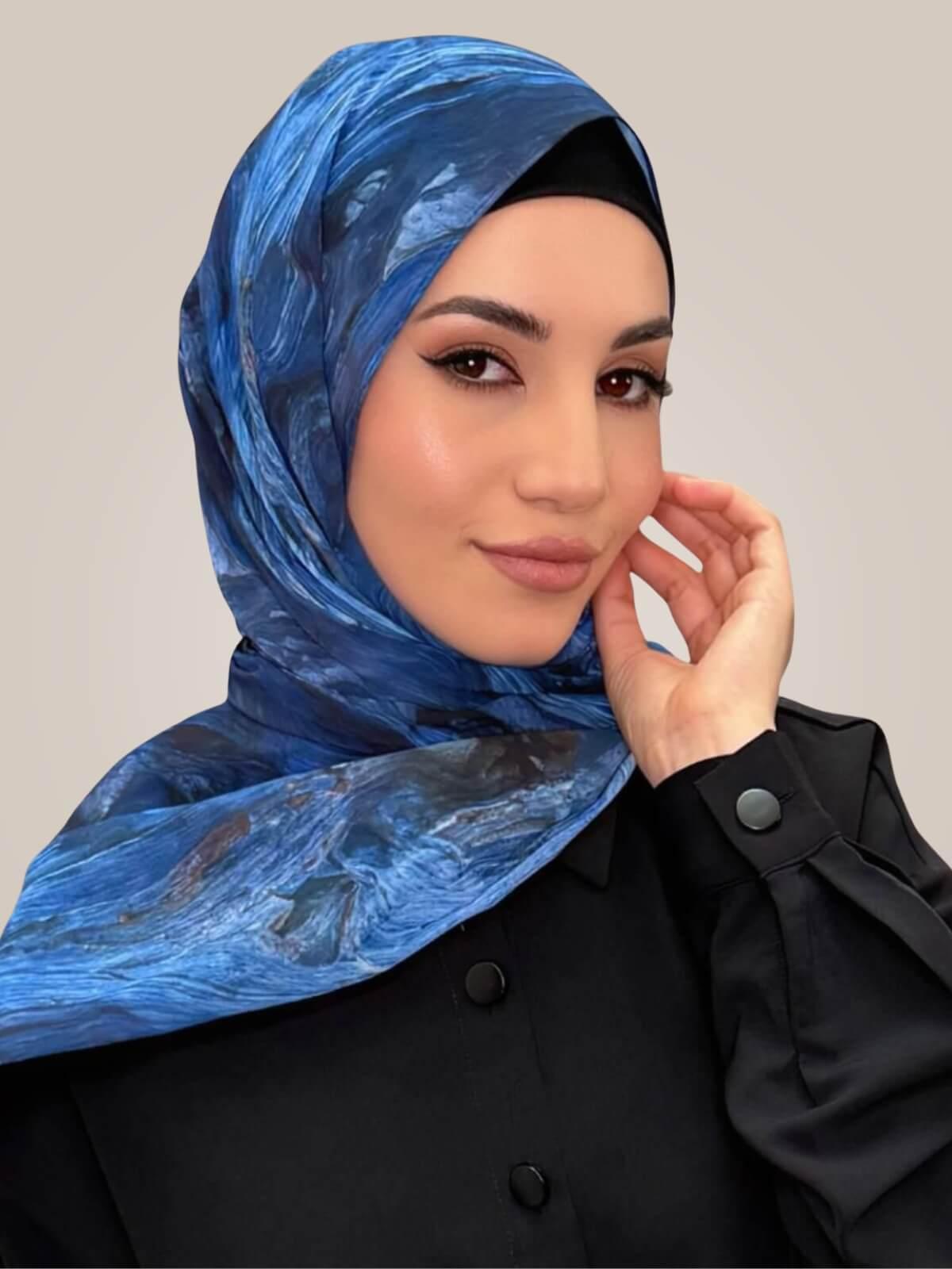 Printed Chiffon Hijab-Ocean Mist