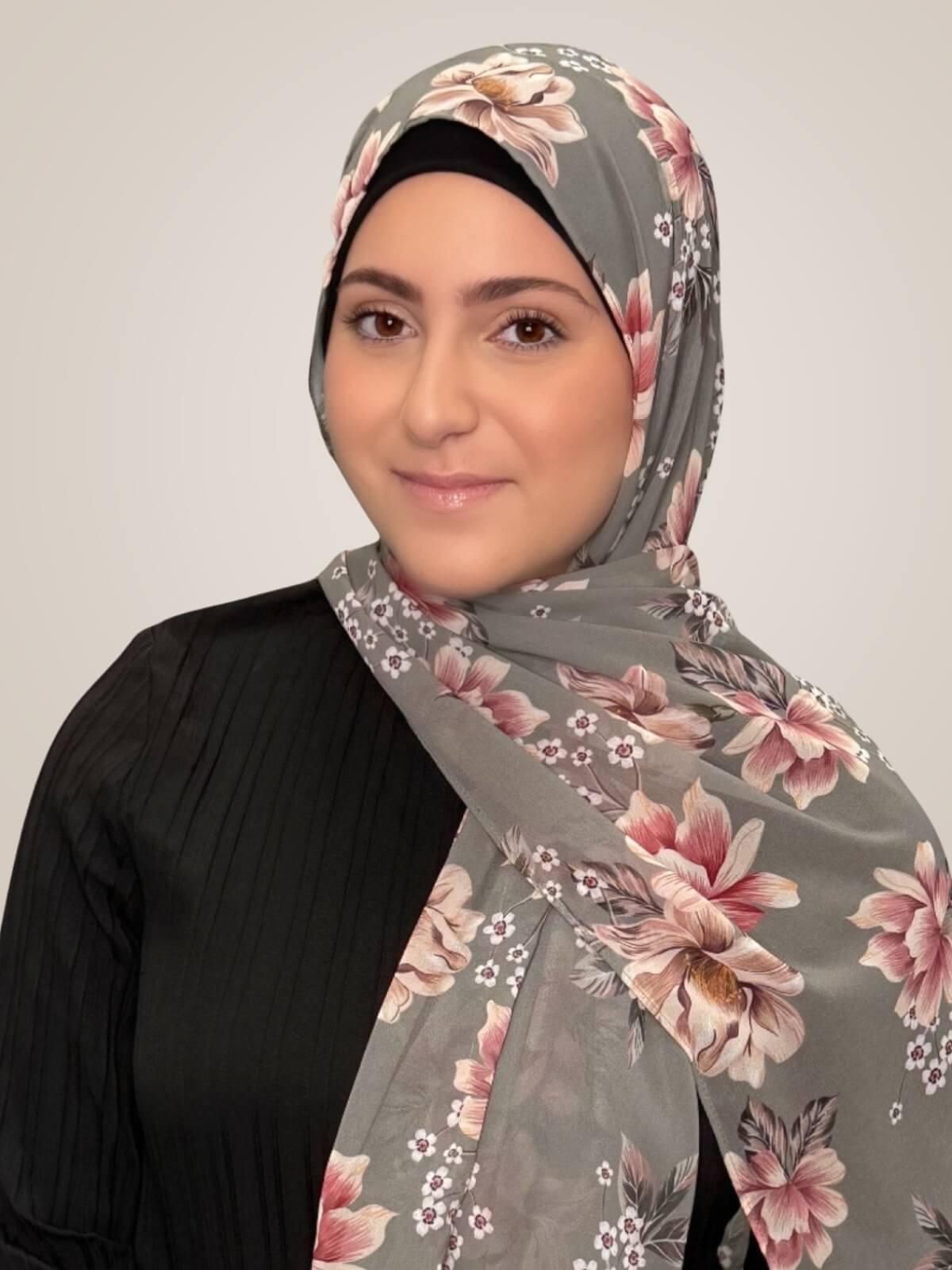 Modish Girl Printed Chiffon Hijab-Vintage Peony