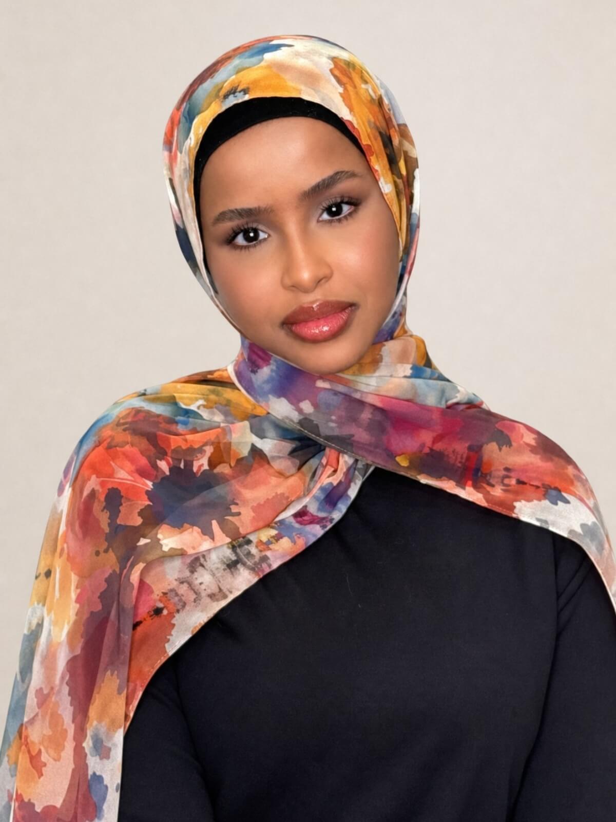 Printed Chiffon Hijab-Sienna Petals