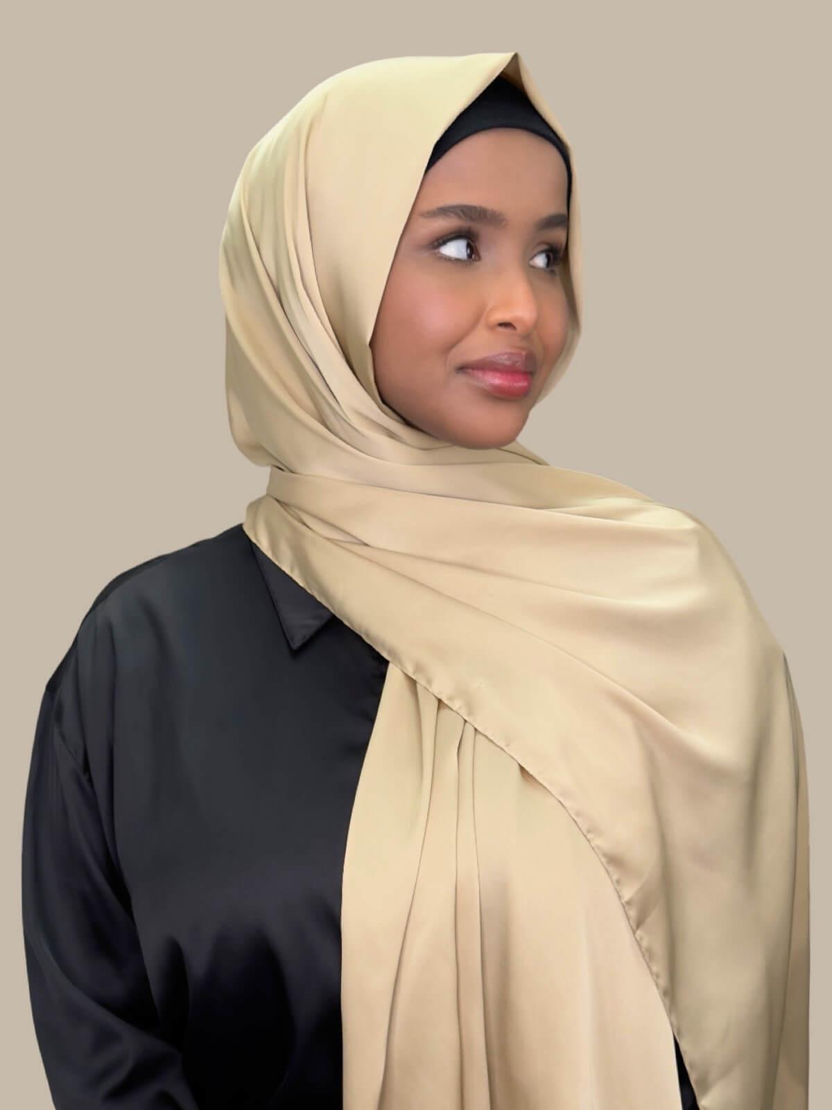 Premium Satin Hijab-Soft Gold