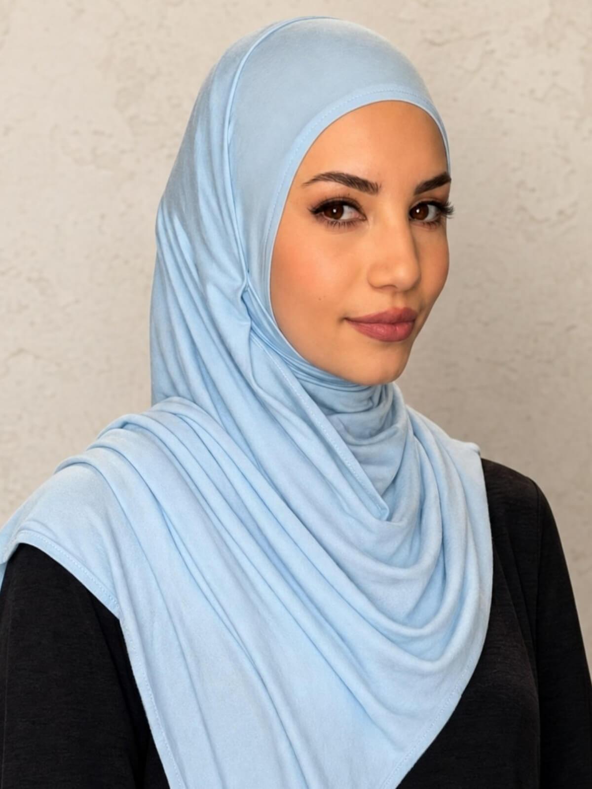 Pre-Sewn Jersey Hijab-Baby Blue