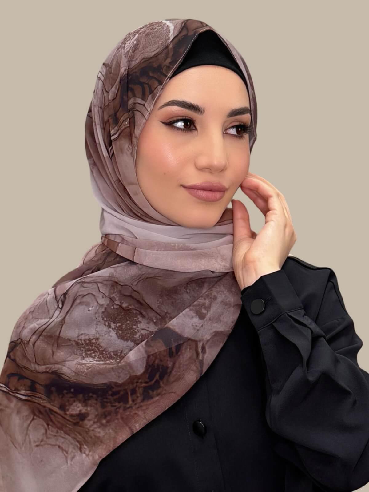 Printed Chiffon Hijab-Desert Dust