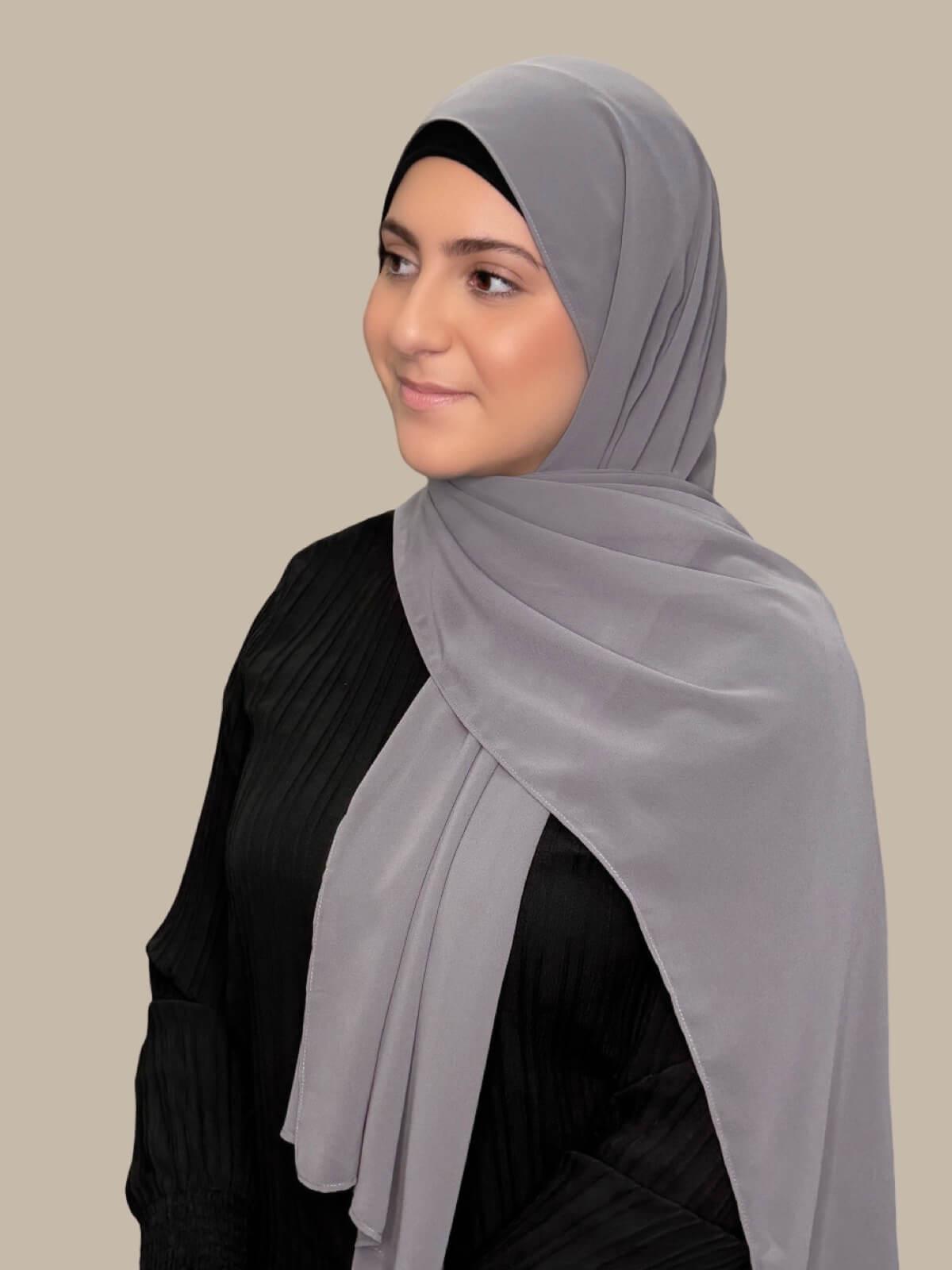 Modish Girl Luxury Chiffon Hijab-Fossil Grey