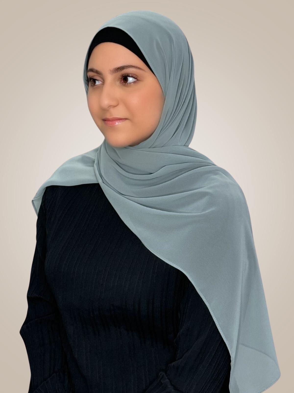 Modish Girl Luxury Chiffon Hijab-Stone Green