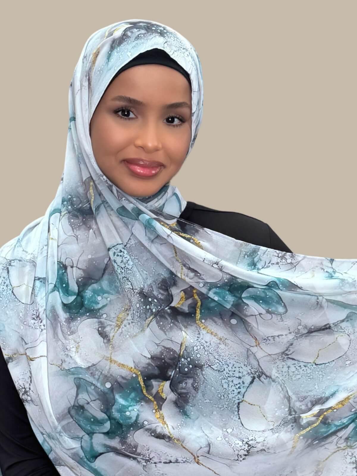 Printed Chiffon Hijab-Mystic Marble