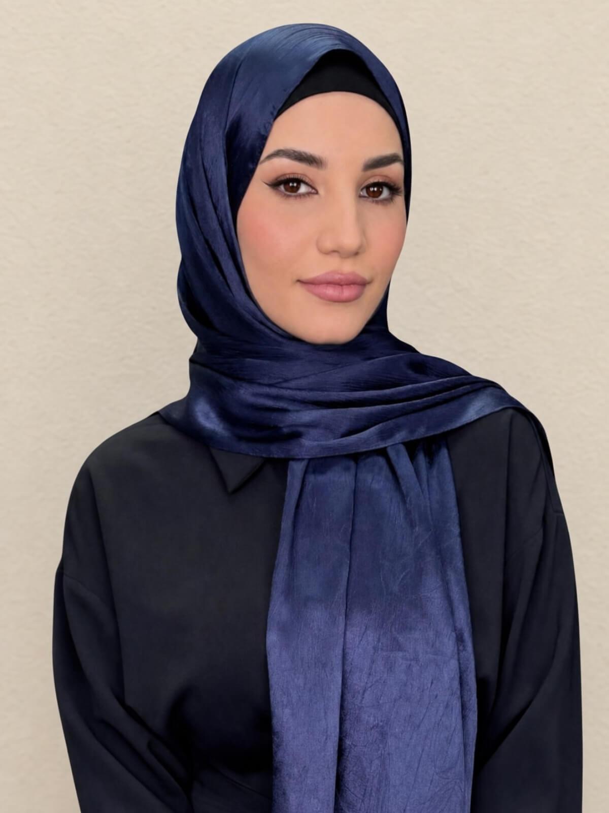 Classic Satin Hijab-Navy