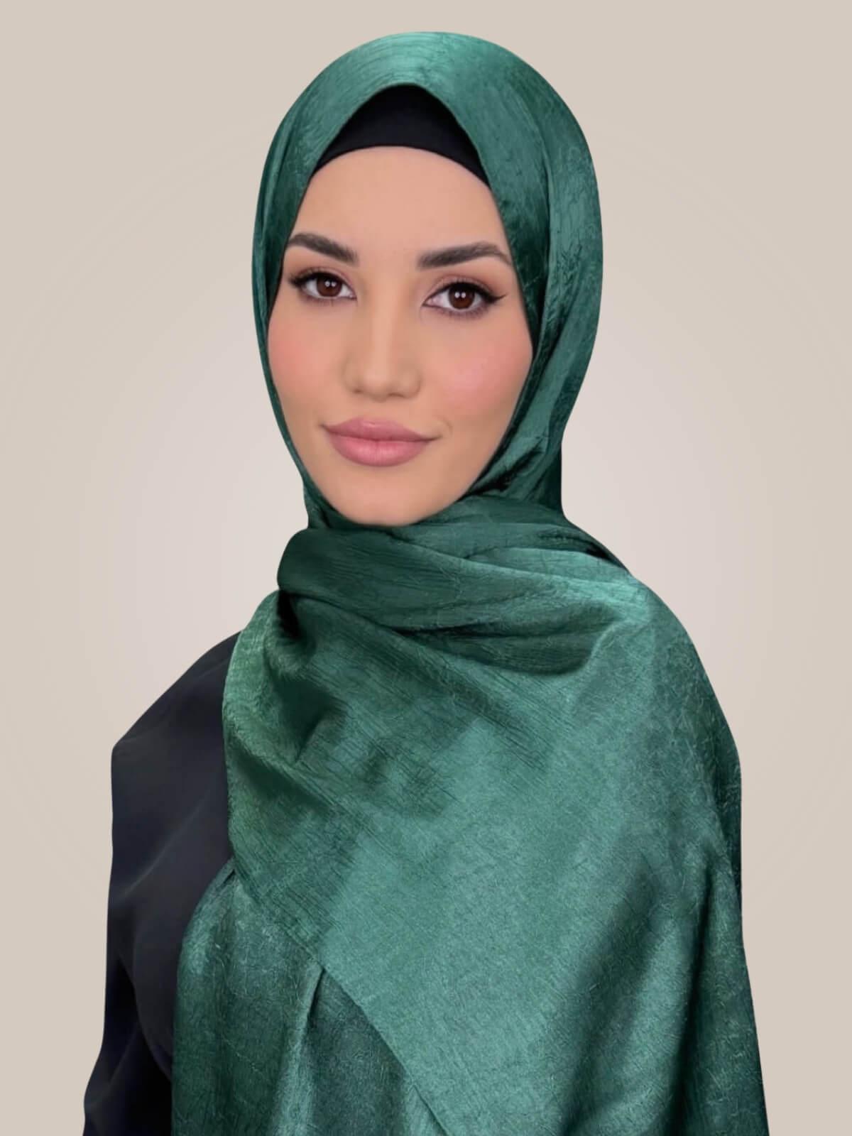 Classic Satin Hijab-Dark Green