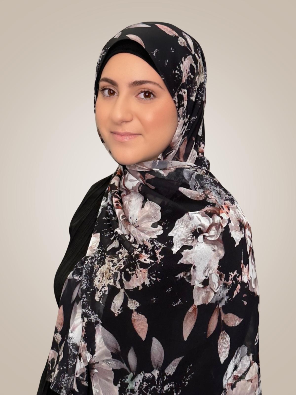 Modish Girl Printed Chiffon Hijab- Fleurette Slate II
