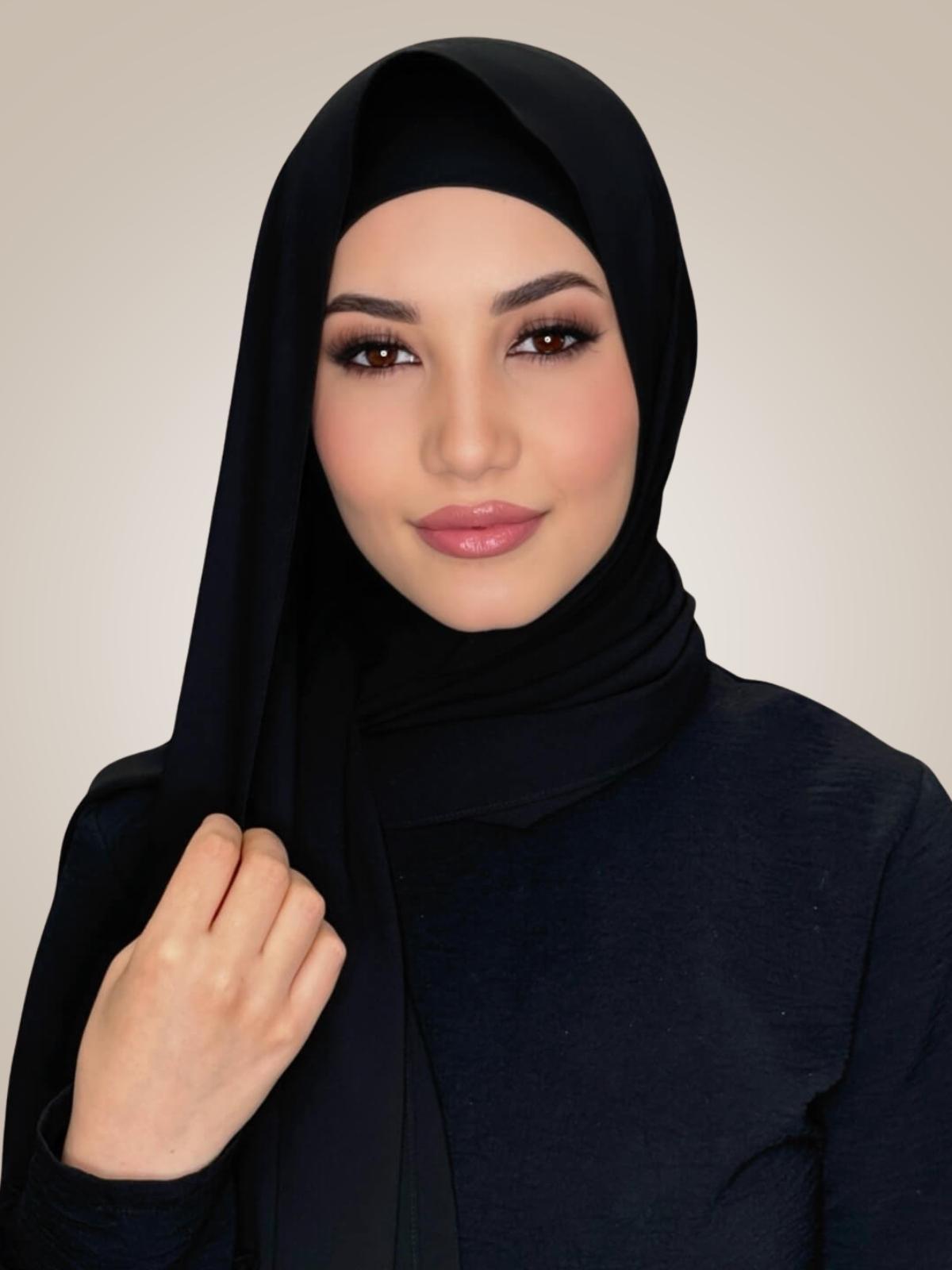 Matching Chiffon Hijab Set-Black