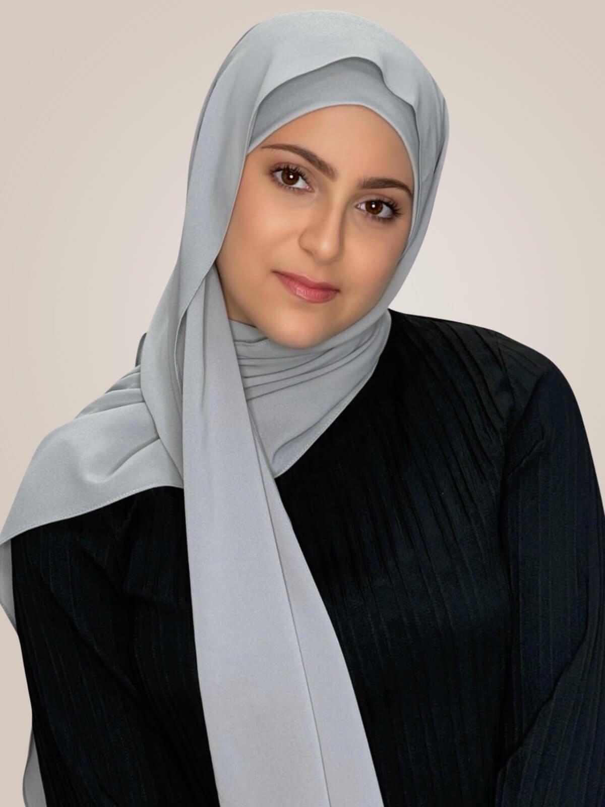 Modish Girl Matching Chiffon Hijab Set-Dolphin Gray