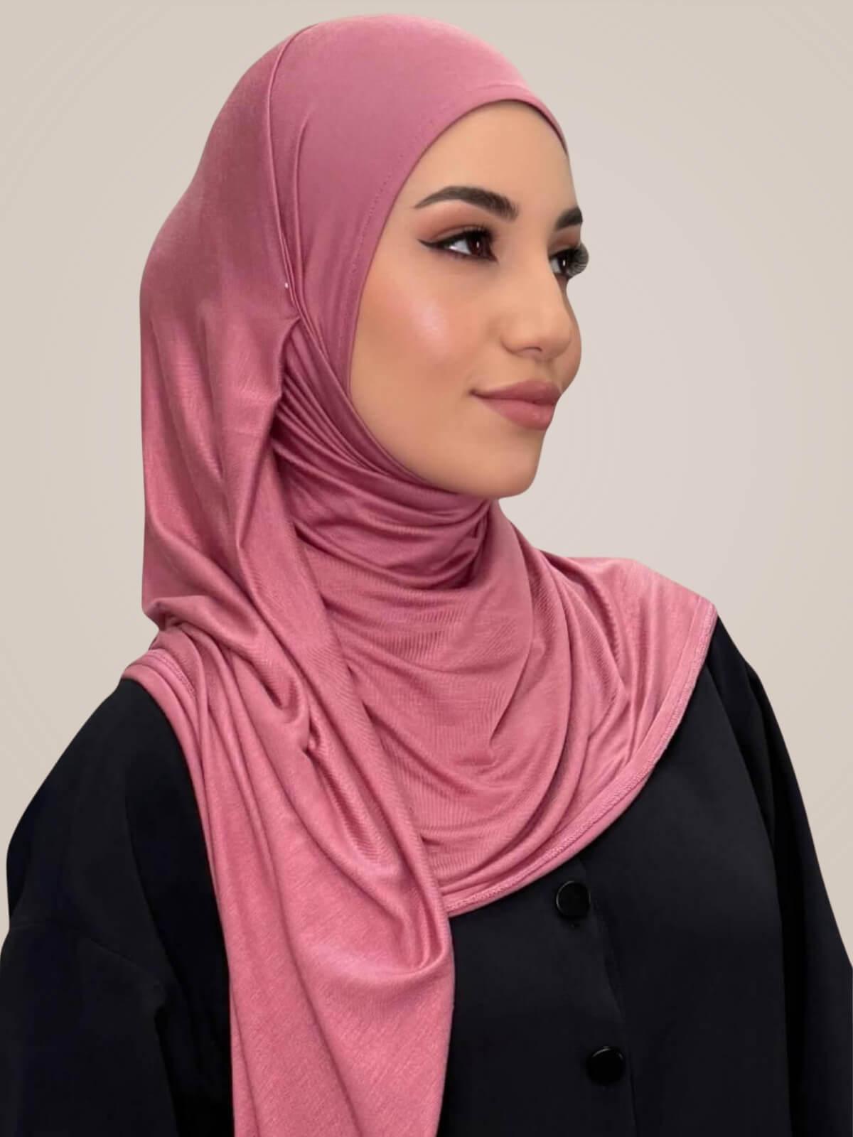 Pre-Sewn Jersey Hijab-Pale Rose