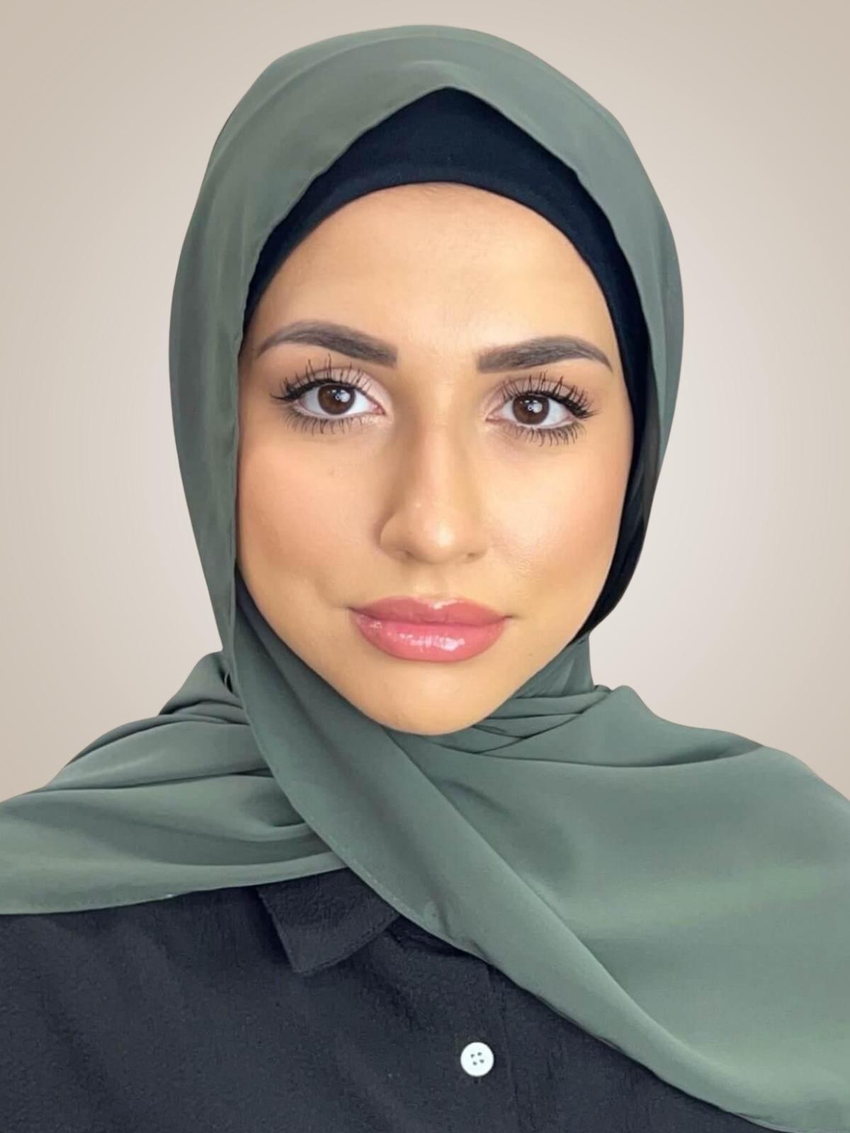 Luxury Chiffon Hijab-Army Green