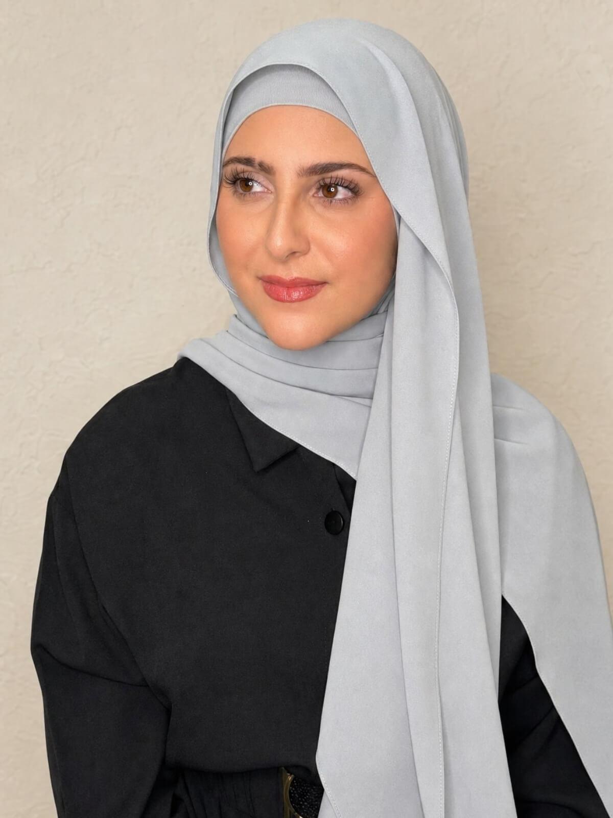 Modish Girl Matching Chiffon Hijab Set-Powder Blue