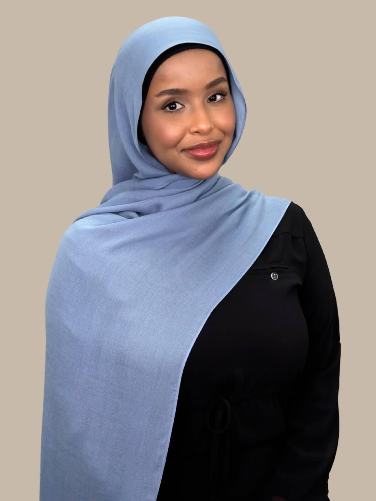Cotton Modal Hijab-Steel Blue