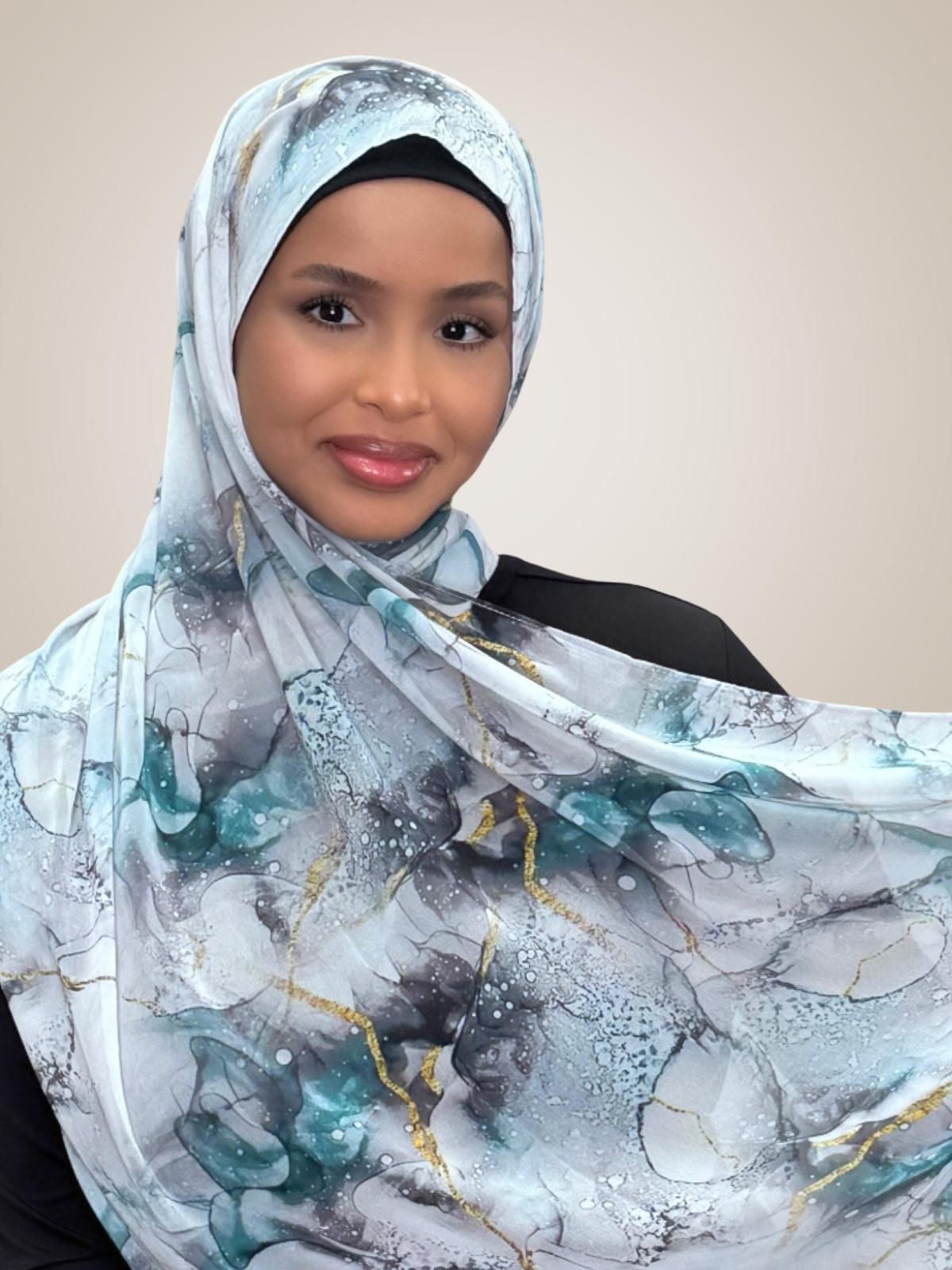 Printed Chiffon Hijab-Mystic Marble