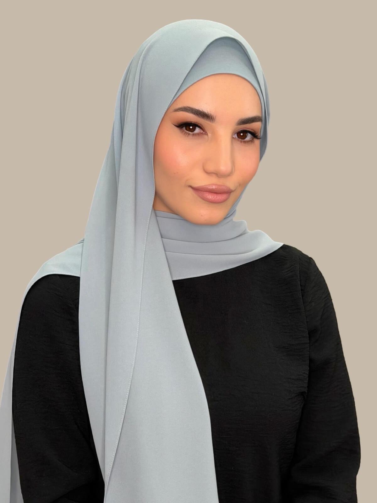 Matching Chiffon Hijab Set-Stone Blue