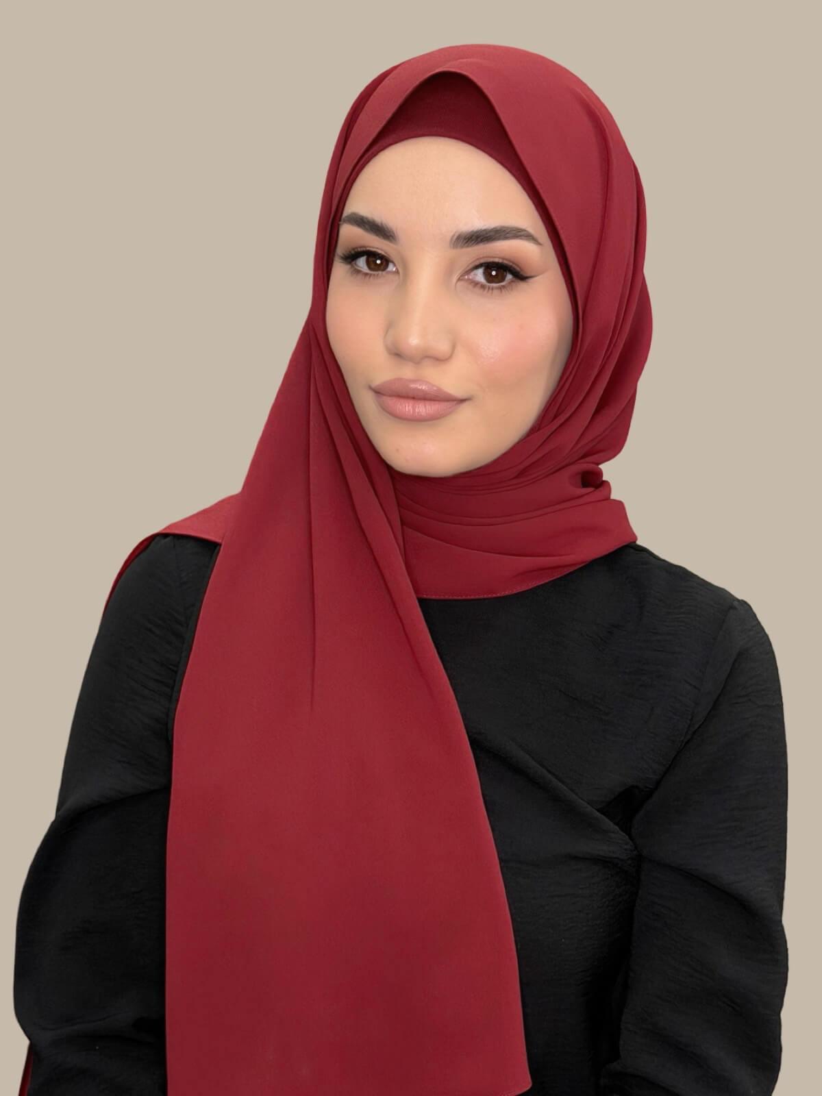 Matching Chiffon Hijab Set-Mahogany