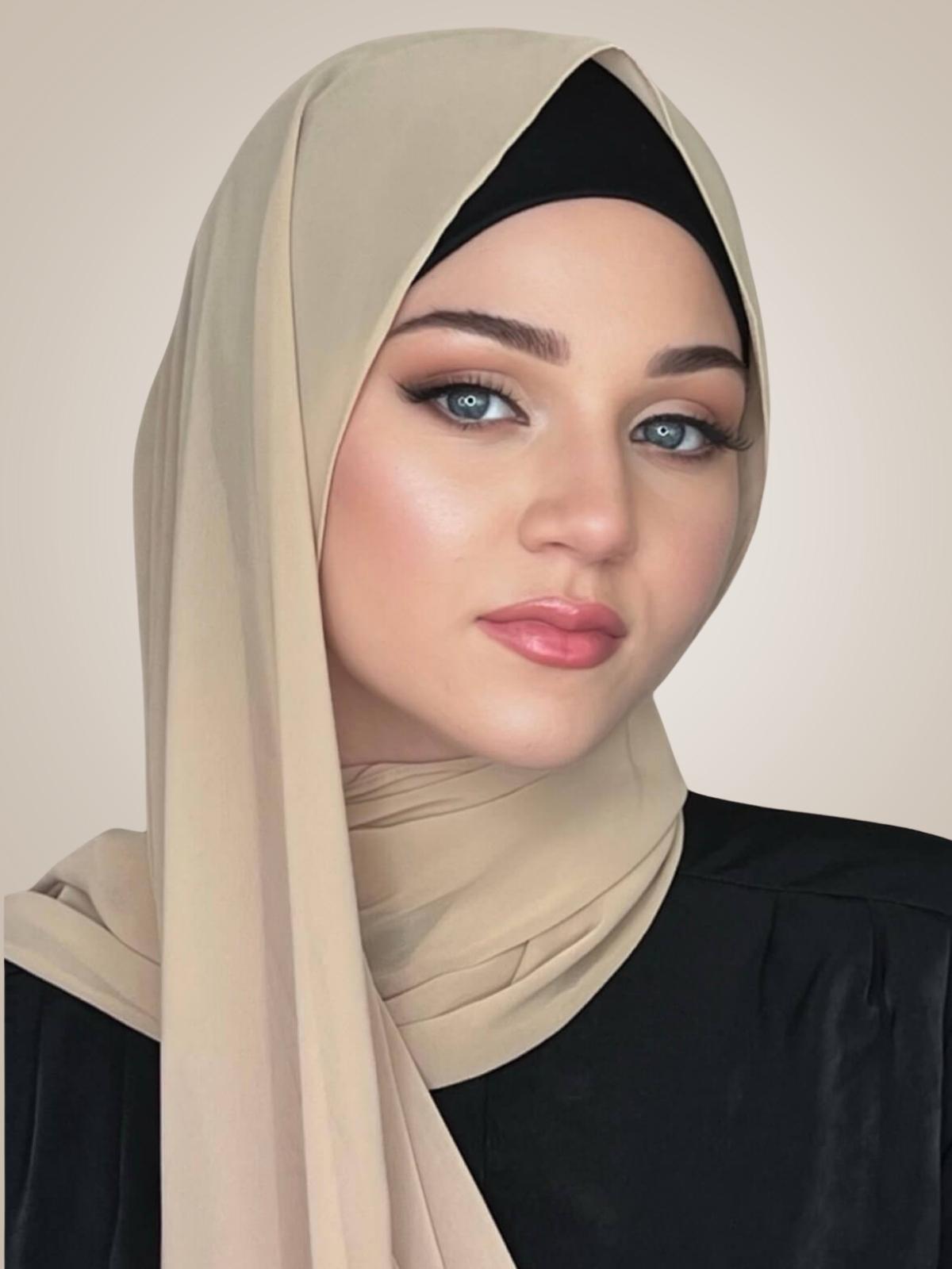 Luxury Chiffon Hijab-Frosted Almond