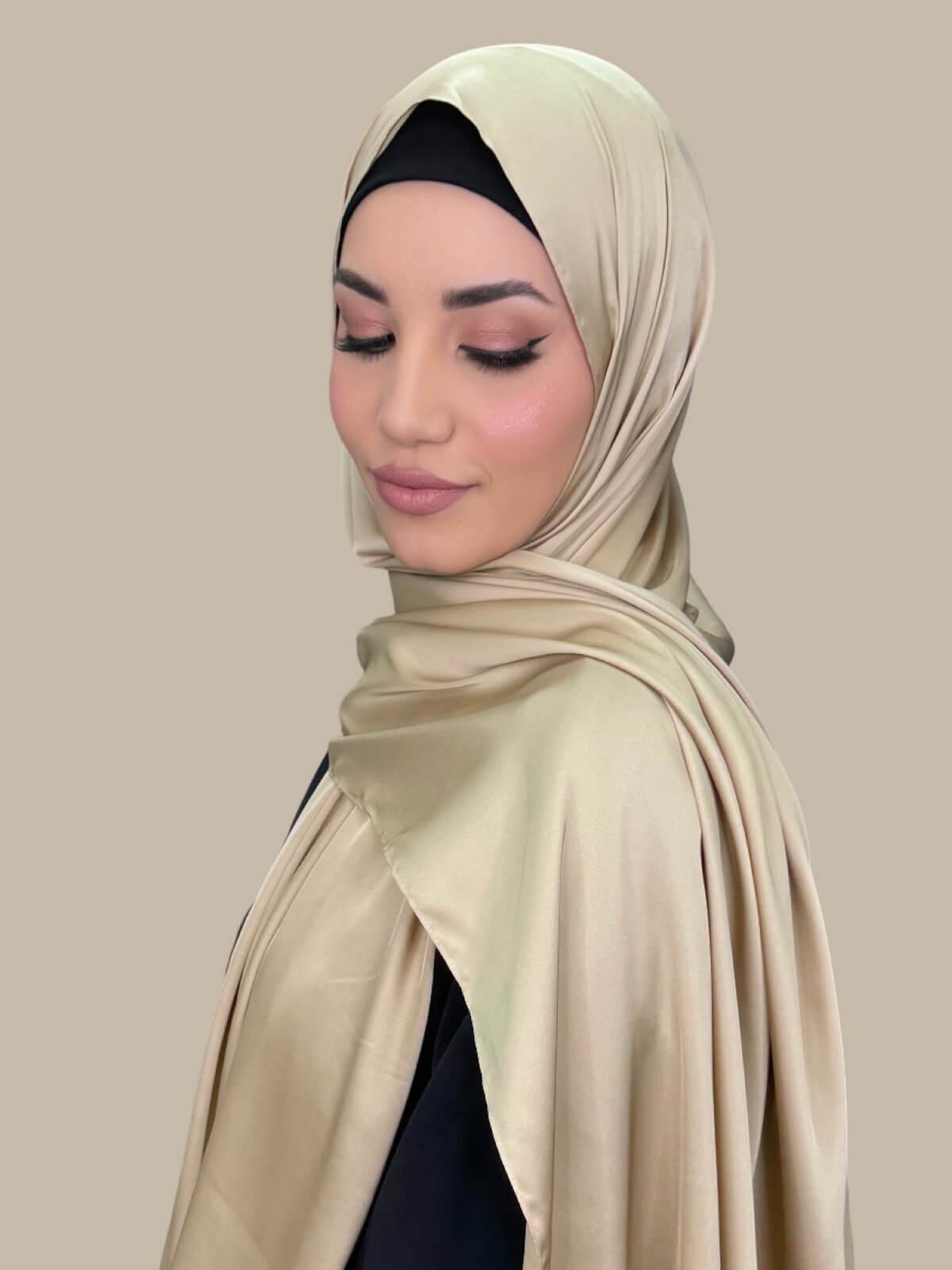Premium Satin Hijab-Soft Gold