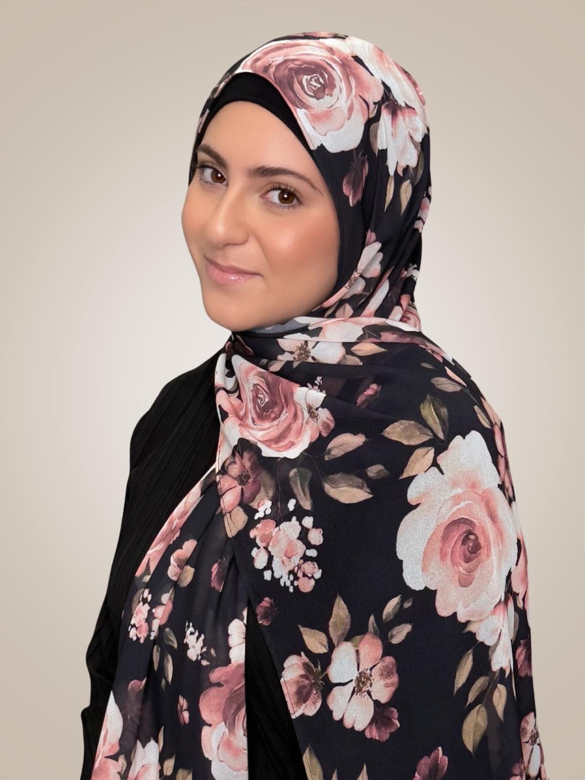 Modish Girl Printed Chiffon Hijab-Breathless Blossom