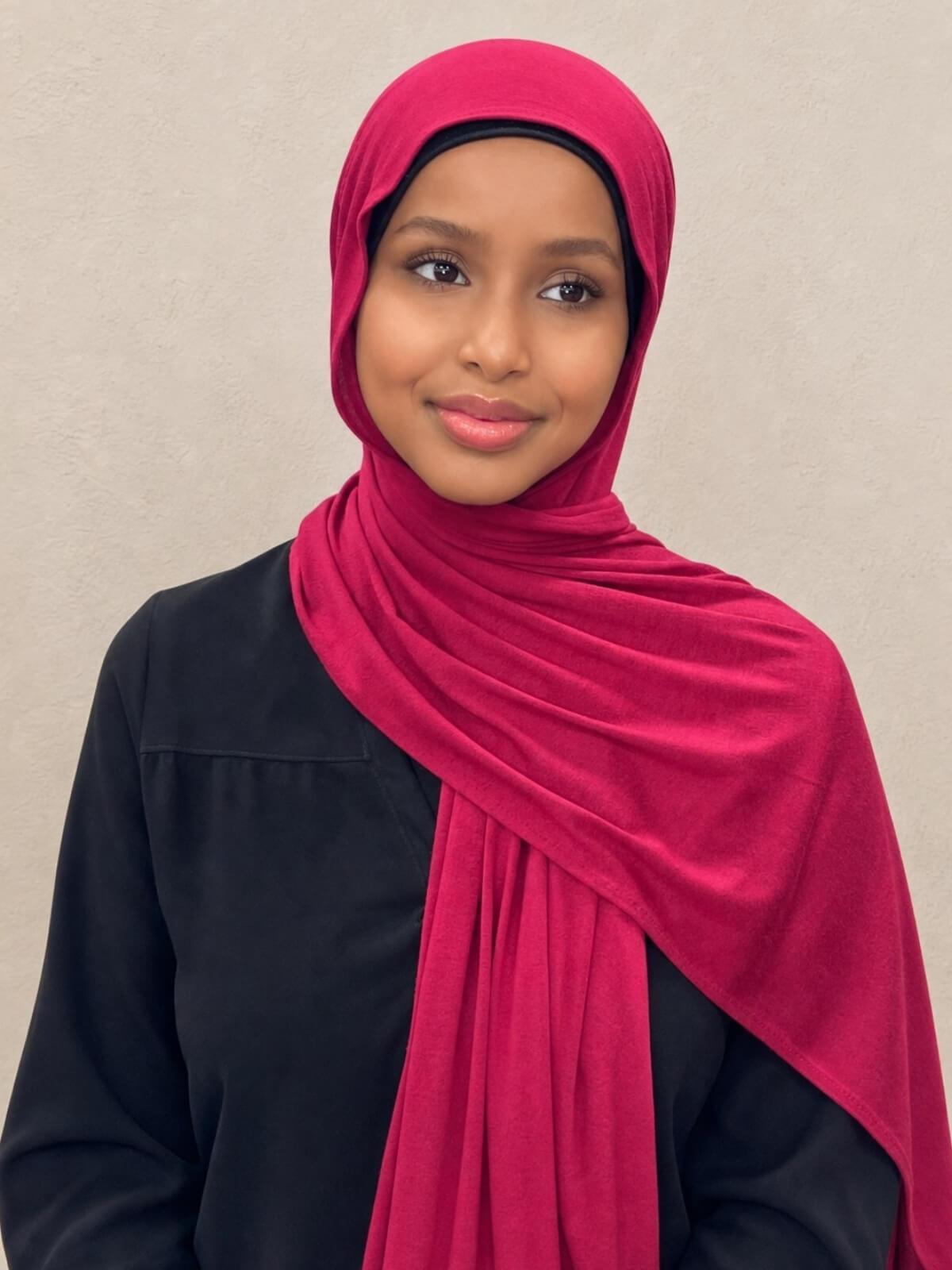 Classic Jersey Hijab-Berry Red