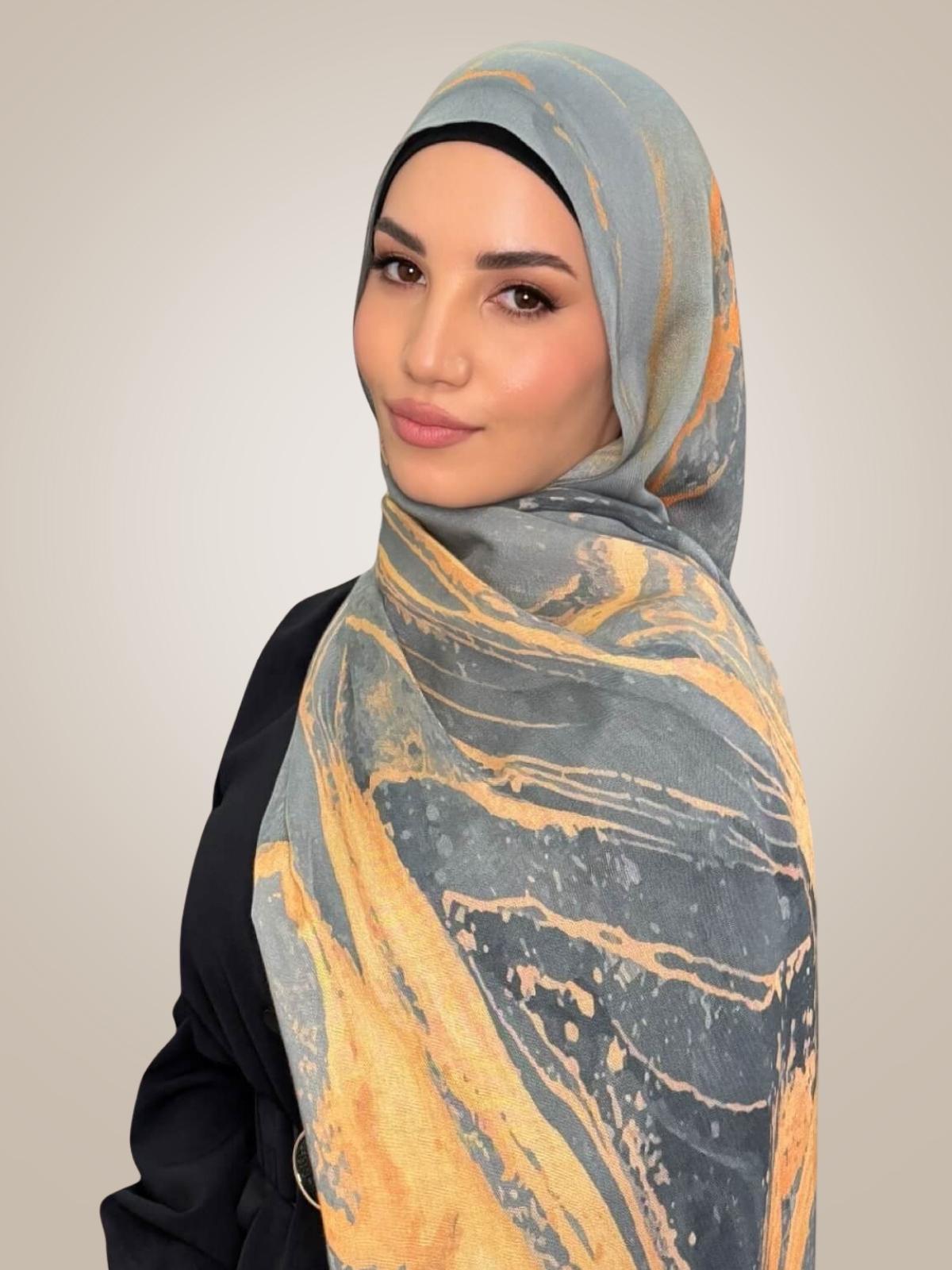 Print Modal Hijab-Vienna Grey
