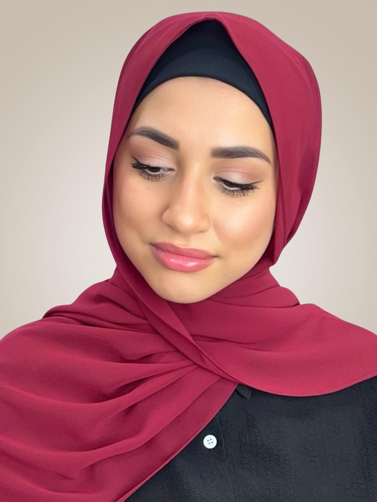 Luxury Chiffon Hijab-Blood Red
