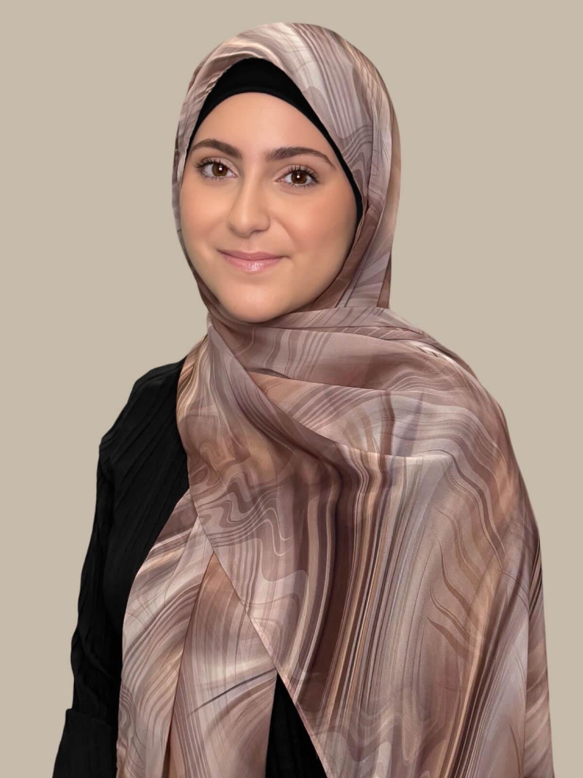 Modish Girl Printed Chiffon Hijab-Savanna Stripes